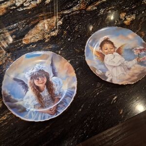 SET OF 2 HAND PAINTED ANGEL PLATES